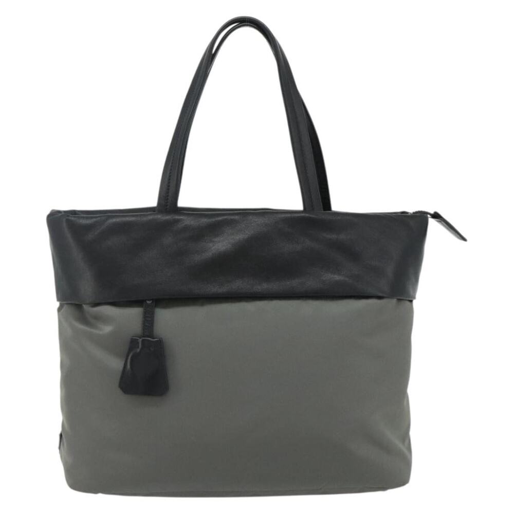 Prada Nylon Leather Handbag Gray